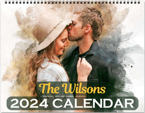 Personalized Watercolor 2024 Calendar - Custom Gift