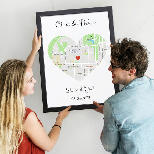 Personalized Heart Shaped Map - Canvas Gift
